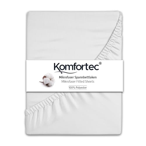 Komfortec Spannbettlaken 90x200 cm, Bettlaken Boxspringbett bis 15cm - 30cm Matratzenhöhe, Weiß von Komfortec