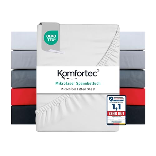 Komfortec Mikrofaser Spannbettlaken 90x200 cm – Weiches Spannbetttuch mit Rundumgummi – Fitted Sheet für Matratzen bis 30 cm – Weiß – Oeko-Tex – Pflegeleicht & Hautfreundlich – 90g/m² Komfortec Mikrofaser Spannbettlaken 90x200 cm – Weiches Spannbetttuch mit Rundumgummi – Fitted Sheet für Matratzen bis 30 cm – Weiß – Oeko-Tex – Pflegeleicht & Hautfreundlich – 90g/m² von Komfortec