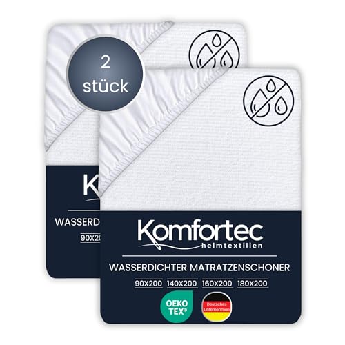 Komfortec Weicher Matratzenschoner 160x200cm 2er-Set | Atmungsaktiver und Weicher matratzenschonbezug | Oeko-TEX Zertifiziert | Bequem und Langlebig von Komfortec