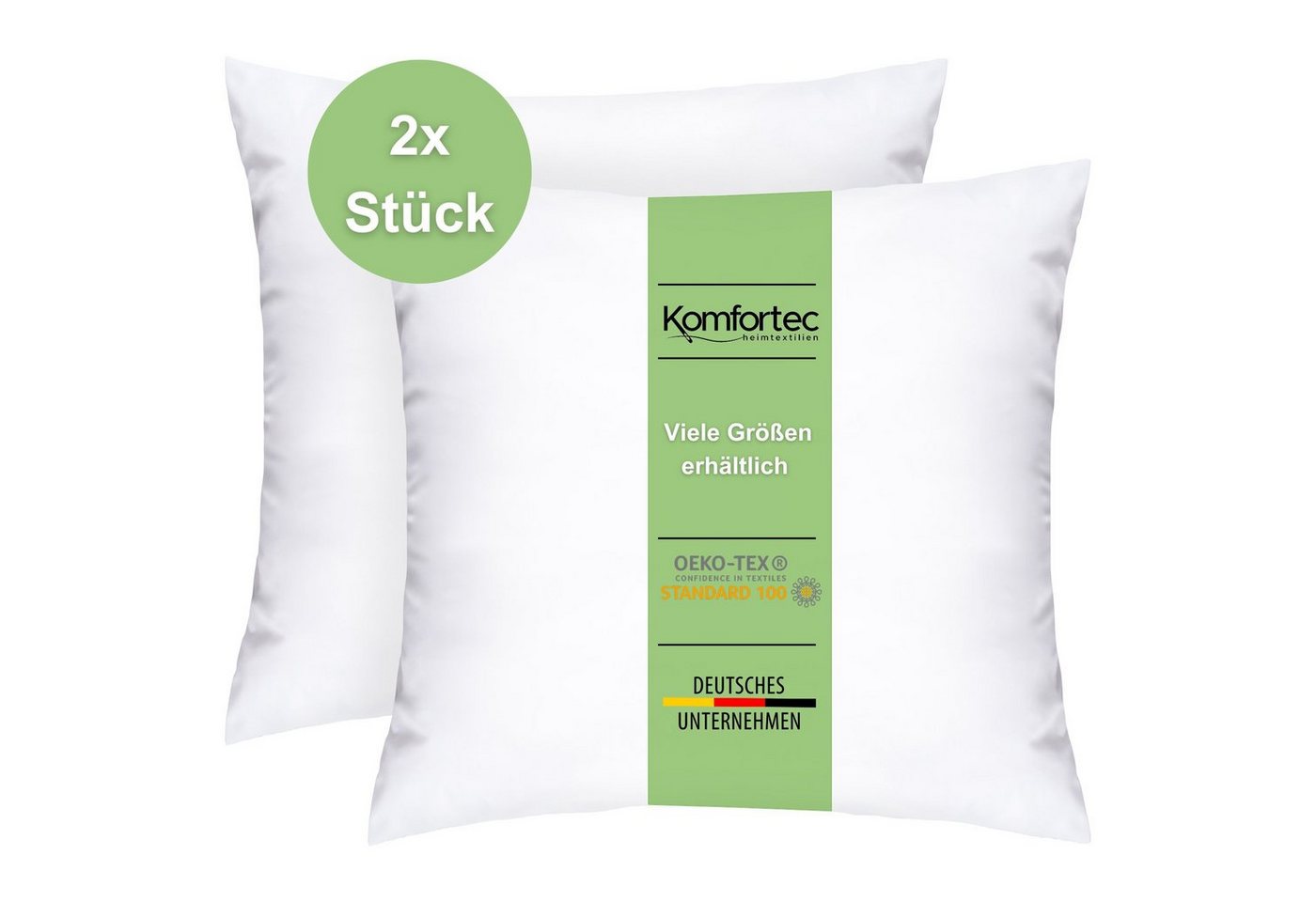 Microfaserkissen Kopfkissen, Kissenfüllung mit Bezug, Komfortec, Füllung: Mikrofaserkügelchen, Bezug: Mikrofaser, Spar-Set, 2-tlg., 40x40 cm, Kissen für Bett und Sofa, Dekokissen von Komfortec