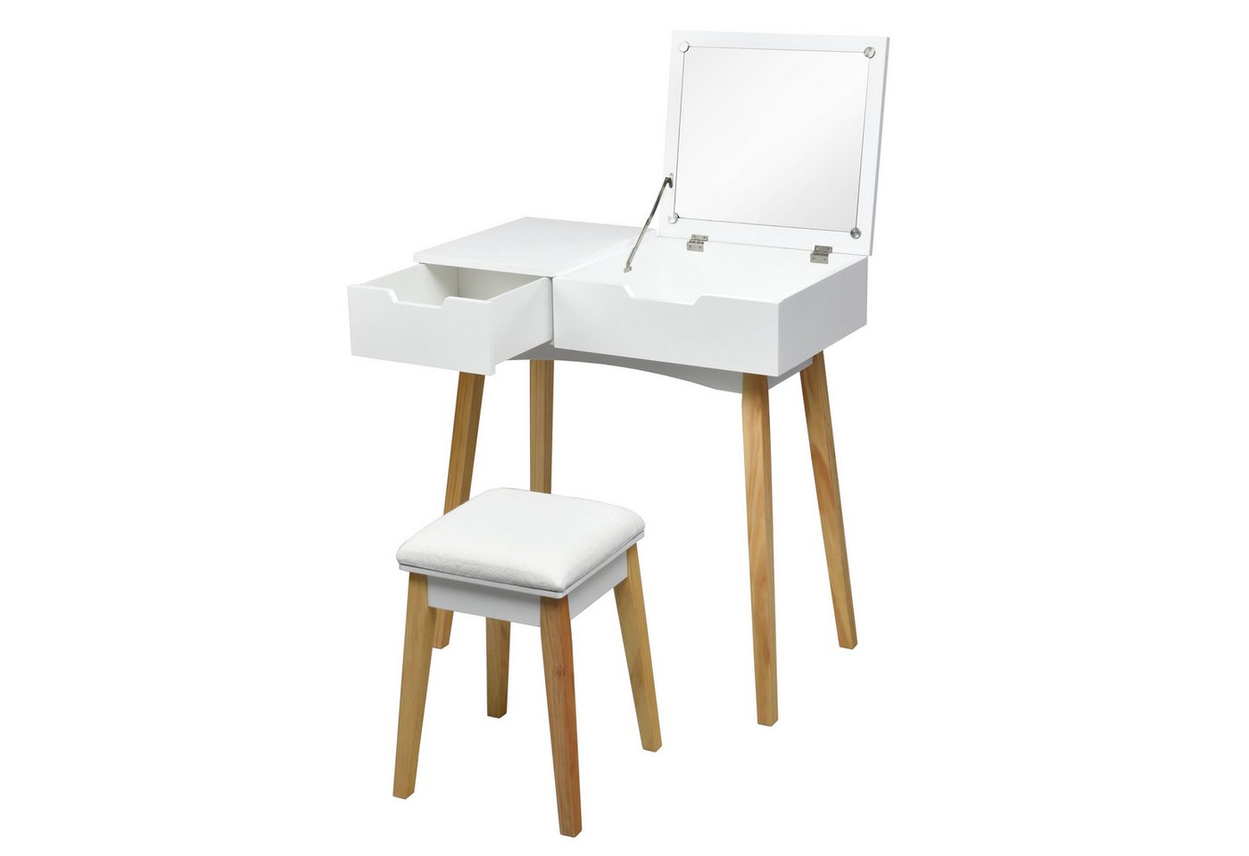 KOMFOTTEU Schminktisch mit Hocker, mit aufklappbarem Spiegel, Schublade KOMFOTTEU Schminktisch mit Hocker, mit aufklappbarem Spiegel, Schublade von Komfotteu