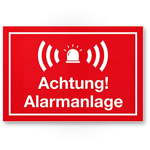 Komma Security Achtung Alarmanlage Schild 30 x 20 cm - Achtung Vorsicht Alarmgesichert - Hinweis Hinweisschild Alarm - Haus Gebäude Objekt von Komma Security