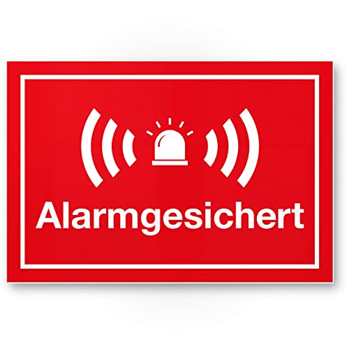 Komma Security Alarmgesichert Schild 30 x 20 cm - Achtung Vorsicht Alarmgesichert - Hinweis Hinweisschild Alarm - Haus Gebäude Objekt von Komma Security