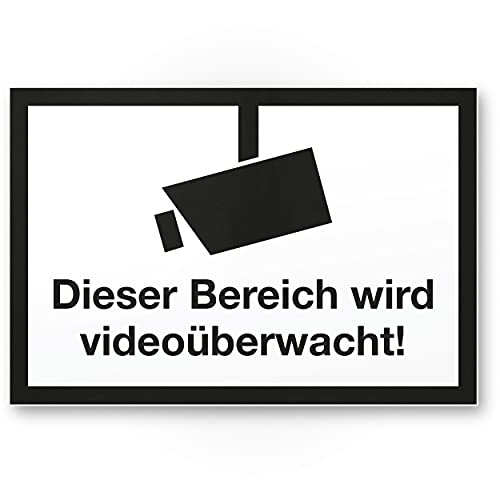 Komma Security Bereich wird videoüberwacht Schild Hinweisschild Innen Außen Warnhinweis Videoüberwachung Einbruchschutz Hinweis Prävention von Einbrüchen - Abschreckung von Komma Security