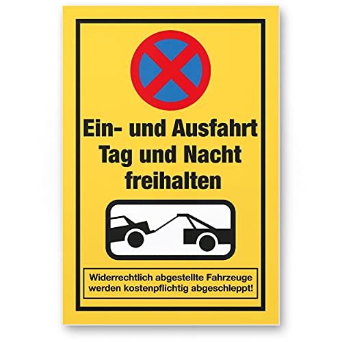 Komma Security Einfahrt freihalten Schild 30 x 20 cm Ein- Ausfahrt Tag Nacht freihalten - auch gegenüber Hinweisschild Einfahrt Parken verboten - Parkverbot Halteverbot von Komma Security