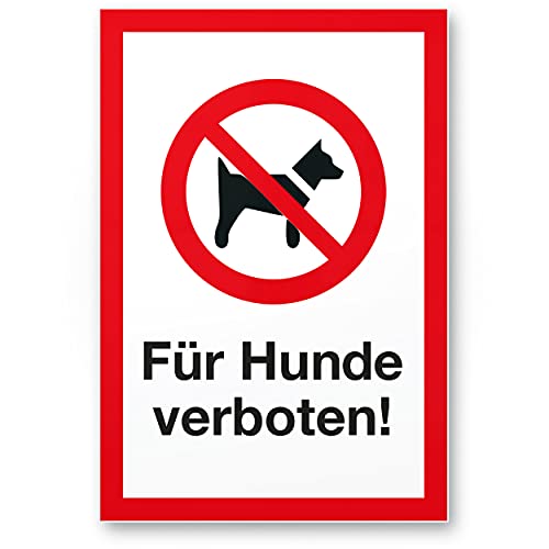 Komma Security Für Hunde verboten Hunde Schild - draußen bleiben Hinweisschild Türschild Verbotsschild - Hundeverbot Verbot Hunde - Restaurants Läden Geschäfte Büros von Komma Security