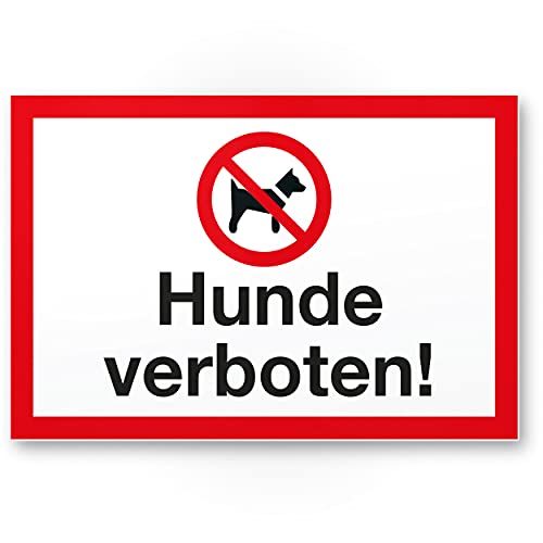 Komma Security Hunde verboten Schild - Hunde draußen bleiben Hinweisschild Türschild Verbotsschild - Hundeverbot Mitführen von Hunden verboten - Restaurants Läden Geschäfte von Komma Security