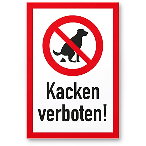 Komma Security Hundeschild Kacken Verboten - Wiese Schild Hunde kacken verboten - Verbotsschild Hundeverbotsschild Verbot Hundeklo Hundekot Hundehaufen von Komma Security