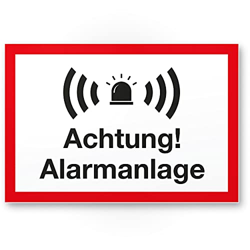 Komma Security Achtung Alarmanlage Schild 30 x 20 cm - Achtung Vorsicht Alarmgesichert - Hinweis Hinweisschild Alarm - Haus Gebäude Objekt von Komma Security