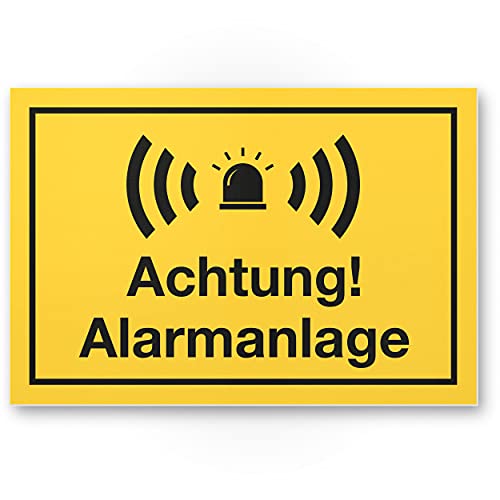 Komma Security Achtung Alarmanlage Schild 30 x 20 cm - Achtung Vorsicht Alarmgesichert - Hinweis Hinweisschild Alarm - Haus Gebäude Objekt von Komma Security