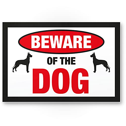 Komma Security Beware of the dog - Hunde Schild Hinweisschild Gartentor Gartenzaun - Türschild Haustüre Warnschild Abschreckung Einbruchschutz - Vorsicht Achtung Hund von Komma Security