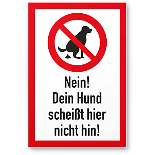 Komma Security Hundeschild Du Scheißt hier nicht hin - Wiese Schild Hunde kacken verboten - Verbotsschild Hundeverbotsschild Verbot Hundeklo Hundekot Hundehaufen von Komma Security