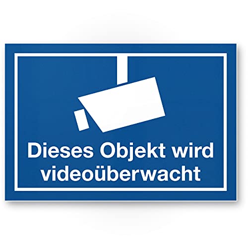 Komma Security Objekt Videoüberwacht Schild 30 x 20 cm - Achtung Vorsicht Videoüberwachung - Hinweis Hinweisschild Videoüberwacht - Warnschild Warnhinweis von Komma Security