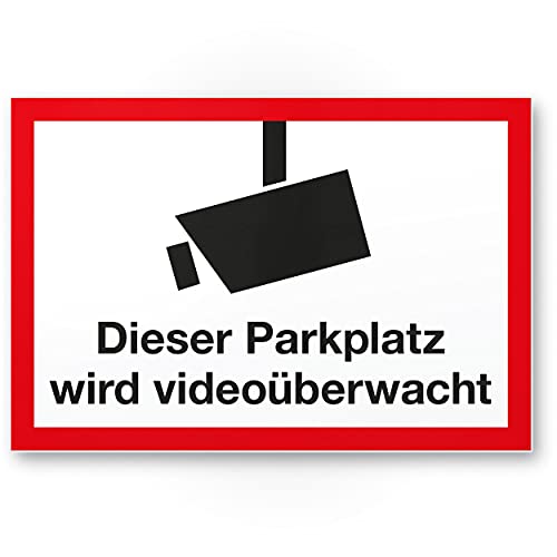 Komma Security Parkplatz videoüberwacht Schild 30 x 20 cm - Achtung Vorsicht Videoüberwachung - Hinweis Hinweisschild Videoüberwacht - Warnschild Warnhinweis von Komma Security