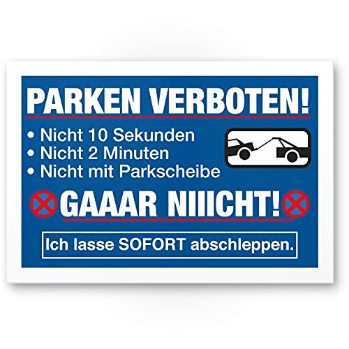 Komma Security Parken Verboten - Schild Lustig 30 x 20 cm Parkverbotsschild Privatparkplatz - Verbotsschild Hinweisschild Parkplatz freihalten - Parkverbot Schild Warnhinweis von Komma Security