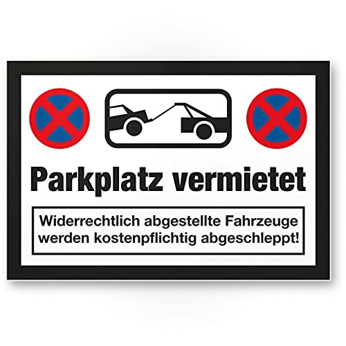 Komma Security Parkplatz vermietet Schild 30 x 20 cm Parkverbot Schild Parken Verboten Hinweisschild Privatparkplatz reserviert - freihalten Parkplatzschild vermietet - Falschparker von Komma Security