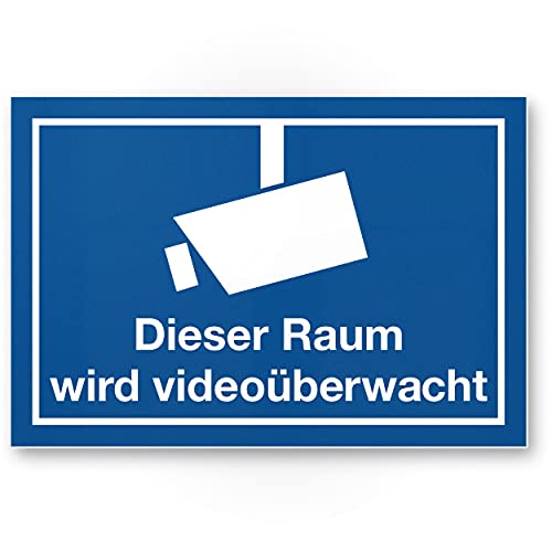 Komma Security Raum videoüberwacht Schild 30 x 20 cm - Achtung Vorsicht Videoüberwachung - Hinweis Hinweisschild Videoüberwacht - Warnschild Warnhinweis von Komma Security