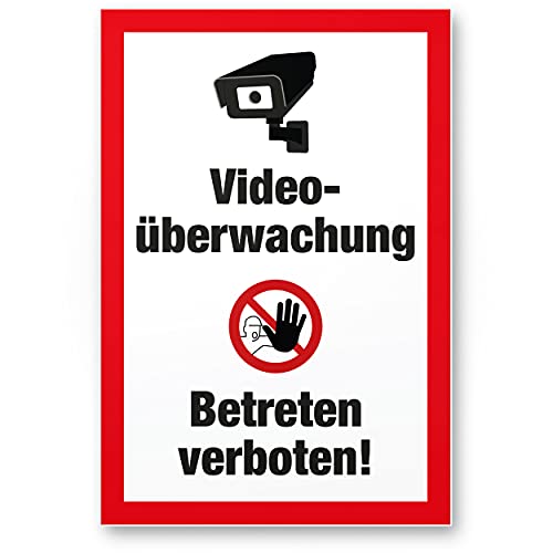 Komma Security Videoüberwachung Betreten Verboten Schild - Achtung Vorsicht Videoüberwachung - Hinweis Hinweisschild Videoüberwacht - Hinweis Mehrsprachig Sprachen von Komma Security