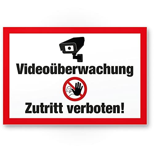 Komma Security Videoüberwachung Zutritt Verboten Schild - Achtung Vorsicht Videoüberwachung - Hinweis Hinweisschild Videoüberwacht - Hinweis Warnhinweis von Komma Security