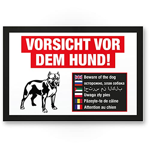 Komma Security Vorsicht vor dem Hund Schild mehrsprachig Hinweisschild wetterfest Hundeschild Gartentor Einfahrtstor die Haustür Türschild Abschreckung Warnschild Einbruchschutz von Komma Security