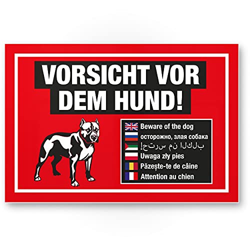 Komma Security Vorsicht vor dem Hund Schild mehrsprachig Hinweisschild wetterfest Hundeschild Gartentor Einfahrtstor die Haustür Türschild Abschreckung Warnschild Einbruchschutz von Komma Security