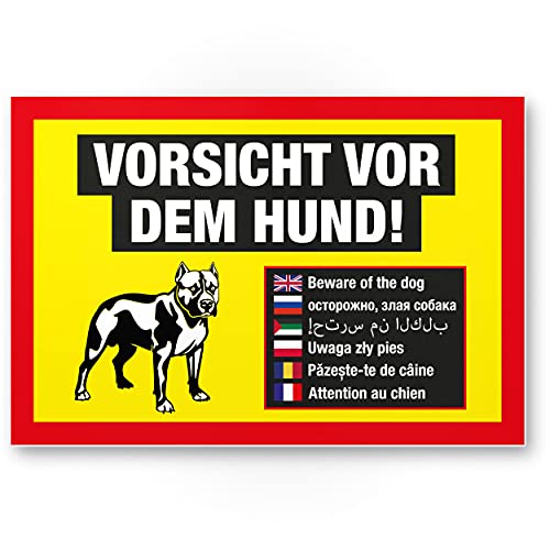 Komma Security Vorsicht vor dem Hund Schild mehrsprachig Hinweisschild wetterfest Hundeschild Gartentor Einfahrtstor die Haustür Türschild Abschreckung Warnschild Einbruchschutz von Komma Security