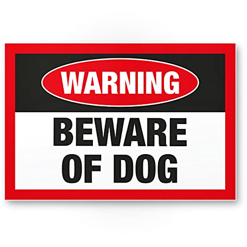 Komma Security Warning Beware of Dog - Hunde Schild Hinweisschild Gartentor Gartenzaun - Türschild Haustüre Warnschild Abschreckung Einbruchschutz - Achtung Vorsicht Hund von Komma Security