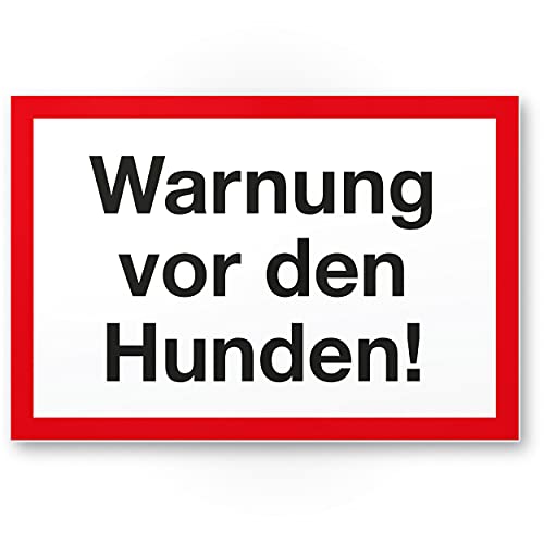 Komma Security Warnung vor Hunden - Hunde Schild Hinweisschild Gartentor Gartenzaun - Türschild Haustüre Warnschild Abschreckung Einbruchschutz - Achtung Vorsicht Hund von Komma Security