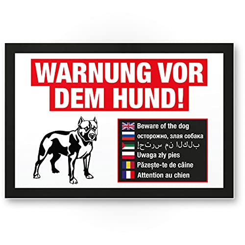 Komma Security Warnung vor dem Hund Schild mehrsprachig Hinweisschild wetterfest Hundeschild Gartentor Einfahrtstor die Haustür Türschild Abschreckung Warnschild Einbruchschutz von Komma Security