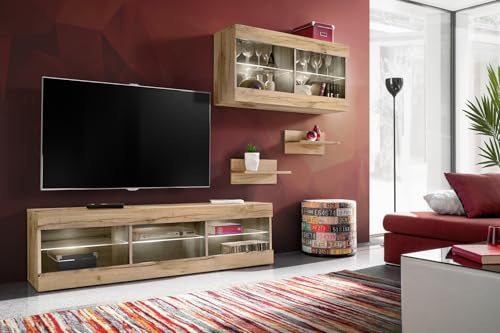 Komodee, Set, Möbel, Tivoli SET3, Wotan/Wotan, Breite 240cm x Höhe 159cm x Tiefe 35cm, ohne LED, für Wohnzimmer, Schlafzimmer Komodee, Set, Möbel, Tivoli SET3, Wotan/Wotan, Breite 240cm x Höhe 159cm x Tiefe 35cm, ohne LED, für Wohnzimmer, Schlafzimmer von Komodee