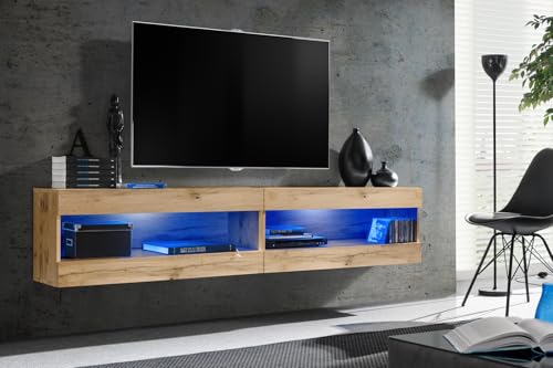 Komodee, Set, Möbel, Tivoli SET4, Wotan/Wotan, Breite 200cm x Höhe 41cm x Tiefe 35cm, LED Blau, für Wohnzimmer, Schlafzimmer Komodee, Set, Möbel, Tivoli SET4, Wotan/Wotan, Breite 200cm x Höhe 41cm x Tiefe 35cm, LED Blau, für Wohnzimmer, Schlafzimmer von Komodee