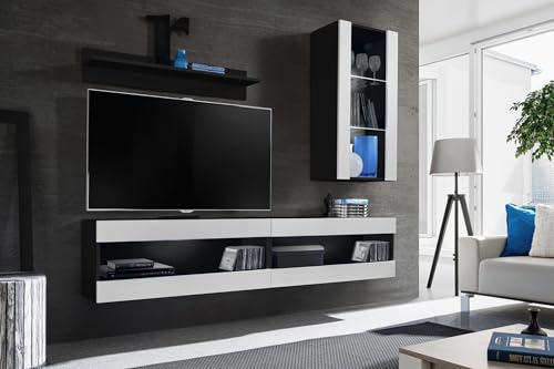 Komodee, Set, Möbel, Tivoli SET5, Schwarz/Weiß, Breite 200cm x Höhe 195cm x Tiefe 35cm, ohne LED, für Wohnzimmer, Schlafzimmer Komodee, Set, Möbel, Tivoli SET5, Schwarz/Weiß, Breite 200cm x Höhe 195cm x Tiefe 35cm, ohne LED, für Wohnzimmer, Schlafzimmer von Komodee