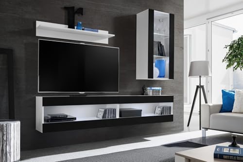 Komodee, Set, Möbel, Tivoli SET5, Weiß/Schwarz, Breite 200cm x Höhe 195cm x Tiefe 35cm, ohne LED, für Wohnzimmer, Schlafzimmer Komodee, Set, Möbel, Tivoli SET5, Weiß/Schwarz, Breite 200cm x Höhe 195cm x Tiefe 35cm, ohne LED, für Wohnzimmer, Schlafzimmer von Komodee