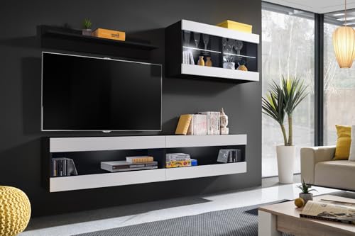 Komodee, Set, Möbel, Tivoli SET6, Schwarz/Weiß, Breite 200cm x Höhe 195cm x Tiefe 35cm, ohne LED, für Wohnzimmer, Schlafzimmer Komodee, Set, Möbel, Tivoli SET6, Schwarz/Weiß, Breite 200cm x Höhe 195cm x Tiefe 35cm, ohne LED, für Wohnzimmer, Schlafzimmer von Komodee