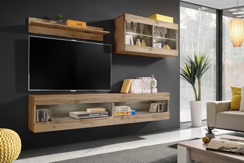 Komodee, Set, Möbel, Tivoli SET6, Wotan/Wotan, Breite 200cm x Höhe 195cm x Tiefe 35cm, ohne LED, für Wohnzimmer, Schlafzimmer Komodee, Set, Möbel, Tivoli SET6, Wotan/Wotan, Breite 200cm x Höhe 195cm x Tiefe 35cm, ohne LED, für Wohnzimmer, Schlafzimmer von Komodee