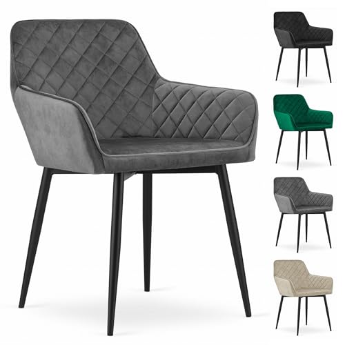 Komodee AVELLA Stuhl - Grauer Samt/Schwarze Beine x 1 58x79x57 cm Komodee AVELLA Stuhl - Grauer Samt/Schwarze Beine x 1 58x79x57 cm von Komodee