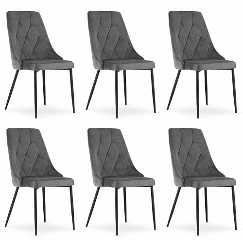 Komodee BRISIGHELLA dunkelgrauer Velours-Polstersessel, Metallbeine, Maße 49x94x61 cm, bis zu 6 Stück, für Wohnzimmer, Büro, belastbar bis 110 kg von Komodee