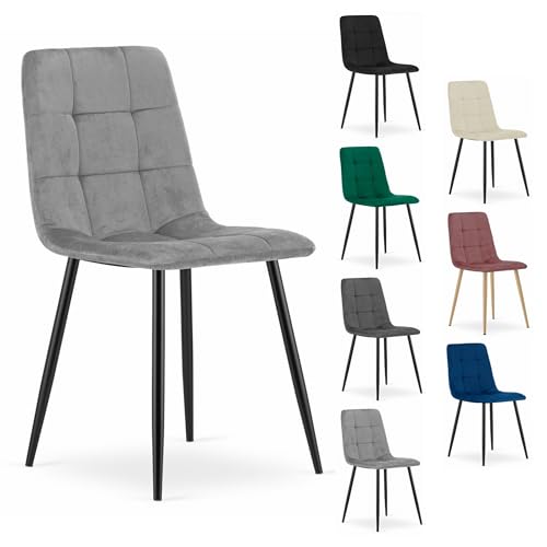 Komodee CARA Stuhl - hellgrauer Samt/Schwarze Beine x 1 45x87x51 cm Komodee CARA Stuhl - hellgrauer Samt/Schwarze Beine x 1 45x87x51 cm von Komodee