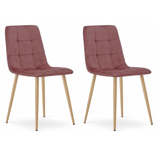Komodee CETARA rosa Velours-Polstersessel, Metallbeine, Maße 45x87x51 cm, für Wohnzimmer, Büro, 2 Stück, belastbar bis 110 kg von Komodee