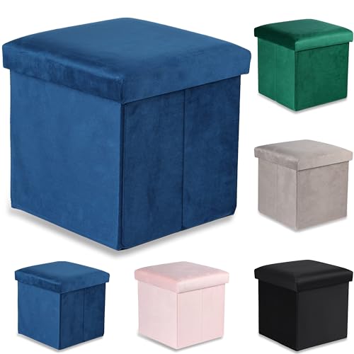 Komodee Cortona M Sitzhocker - 30x30x30cm Samt Navy blau von Komodee