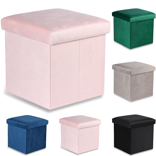 Komodee Cortona M Sitzhocker - 30x30x30cm rosa Samt von Komodee