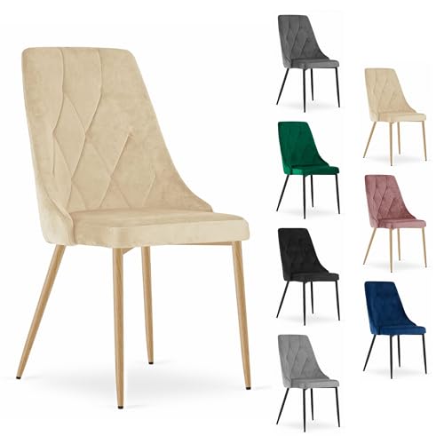 Komodee FAENZA Stuhl - Hellbeige Samt/Holz Farbe Beine x 1 49x94x61 cm Komodee FAENZA Stuhl - Hellbeige Samt/Holz Farbe Beine x 1 49x94x61 cm von Komodee