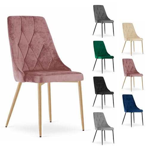 Komodee FAENZA Stuhl - rosa Samt/Holz Farbe Beine x 1 49x94x61 cm Komodee FAENZA Stuhl - rosa Samt/Holz Farbe Beine x 1 49x94x61 cm von Komodee
