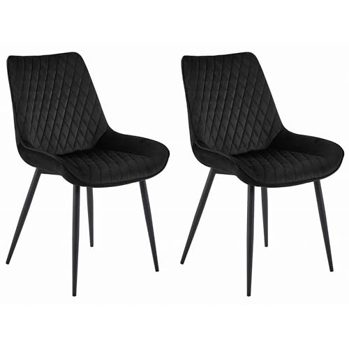 Komodee Fotel APRICA Schwarze Samt gepolstert mit Armlehnen, metallische Beine für das Wohnzimmer, Esszimmer, Schlafzimmer, Belastung bis 110 kg, 2 Stücke von Komodee