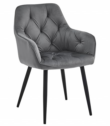 Komodee IGROLI Sessel dunkelgrau Samt gepolstert mit Metallbeinen für Wohnzimmer, Esszimmer, Büro, belastbar bis 110 kg, einfach zu montieren von Komodee