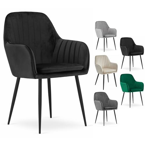 Komodee MINORI Stuhl - schwarzer Samt/Schwarze Beine x 1 58x87x57 cm von Komodee
