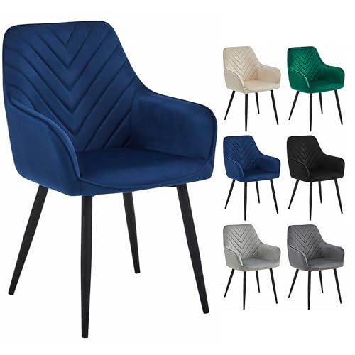 Komodee NANTO Stuhl - marineblauer Samt/Schwarze Beine x 1 54x84x61 cm Komodee NANTO Stuhl - marineblauer Samt/Schwarze Beine x 1 54x84x61 cm von Komodee
