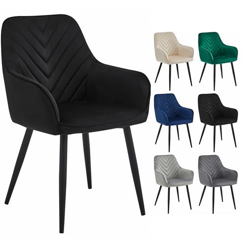 Komodee NANTO Stuhl - schwarzer Samt/Schwarze Beine x 1 54x84x61 cm von Komodee