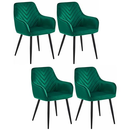 Komodee NEMI Stuhl, marineblauer Samt, Metallbeine, 4 Stück, für Wohnzimmer, Küche, Esszimmer, Belastung bis 110 kg von Komodee