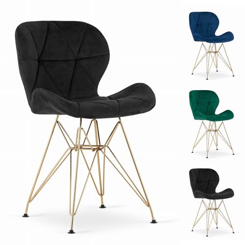 Komodee NESSO Stuhl - schwarzer Samt/goldene Beine x 1 47x73x53 cm Komodee NESSO Stuhl - schwarzer Samt/goldene Beine x 1 47x73x53 cm von Komodee